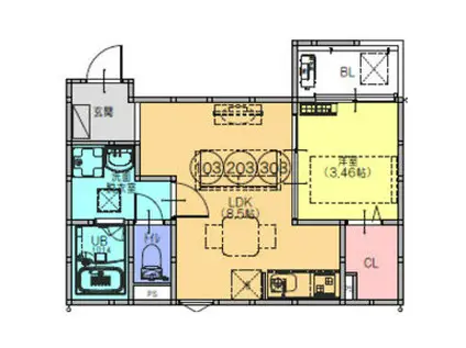 エフスタイル八尾北本町2号館(1LDK/1階)の間取り写真