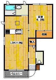 ハーレー(1LDK/1階)の間取り写真