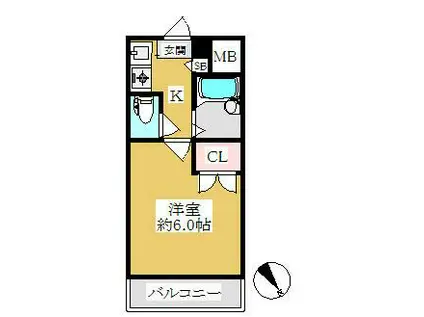 スペーシャス多田(1K/3階)の間取り写真