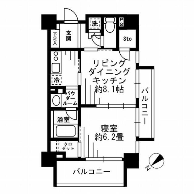 レジディア池尻大橋(1LDK/12階)の間取り写真