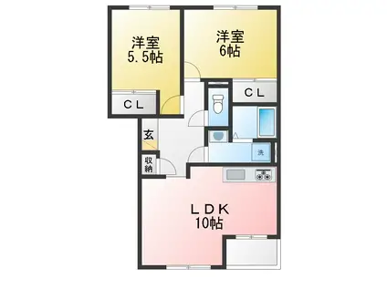 ピュアフォレスト(2LDK/1階)の間取り写真