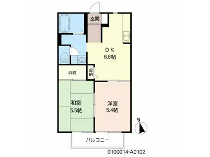 ラ・シャンス(2DK/2階)の間取り写真