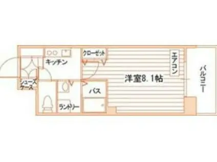 HAPPY FUN 八事石坂(1K/1階)の間取り写真