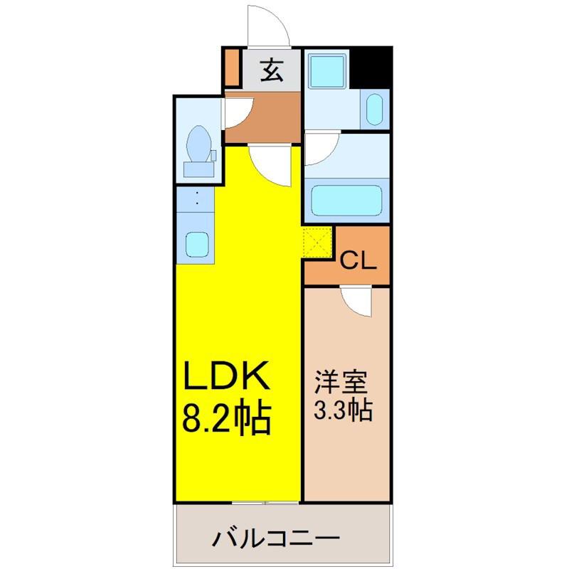S-RESIDENCE烏森AUREATE(1LDK/7階)の間取り写真