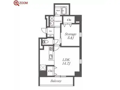 地下鉄名城線 金山駅(愛知) 徒歩4分 11階建 築4年(1LDK/8階)の間取り写真