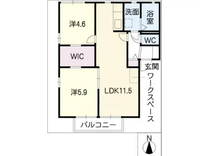 ソレーユ沖(2LDK/2階)の間取り写真