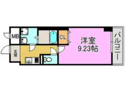 レーヴメゾン三国ヶ丘(1K/6階)の間取り写真