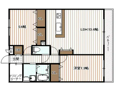 シュシュパルク太秦(2LDK/3階)の間取り写真