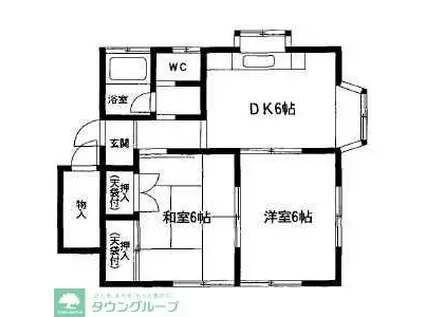 サツキハイツ(2DK/2階)の間取り写真