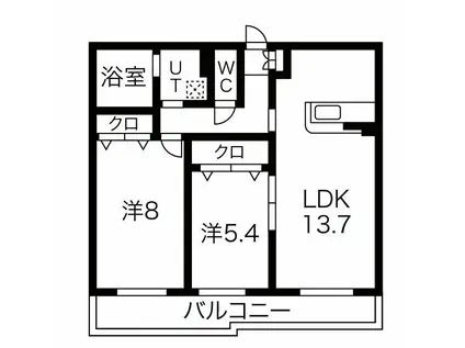 ノースルミナーレ(2LDK/2階)の間取り写真