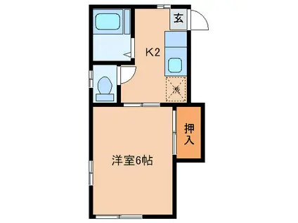 プランドール(1K/1階)の間取り写真