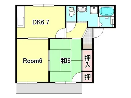 グリーンタウン國本F棟(2DK/1階)の間取り写真