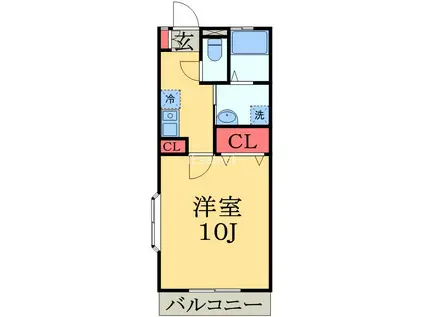 キャッスルマキユーカリが丘(1K/1階)の間取り写真