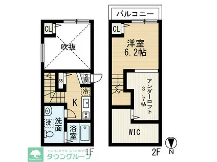 34-倶楽部ハウス”N(ワンルーム/2階)の間取り写真