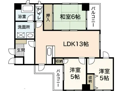 森永ビル(3LDK/4階)の間取り写真