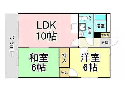 パラッツオ城山(2LDK/2階)の間取り写真
