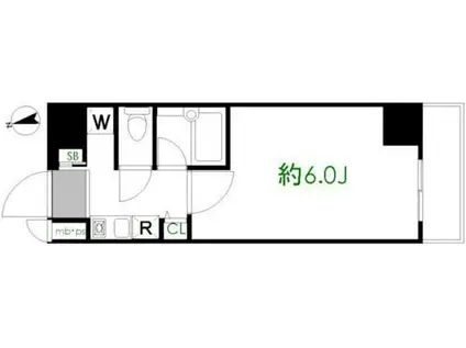 ヴェルヒルズ芝浦(1K/5階)の間取り写真