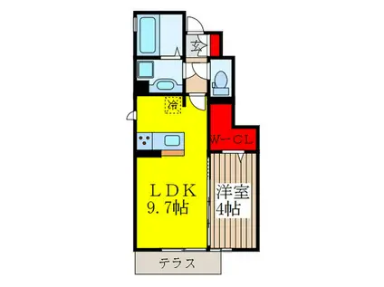 ヴィラージュ ドゥ(1LDK/1階)の間取り写真