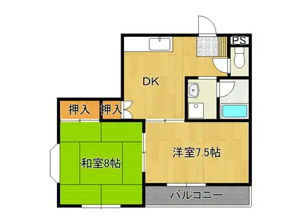 コーポハピネス(2DK/1階)の間取り写真