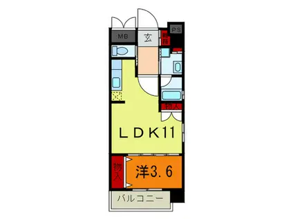 STELLA LUCE 北野坂(1LDK/4階)の間取り写真