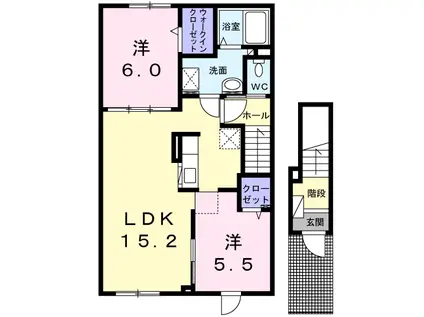 プライムハウス モア(2LDK/2階)の間取り写真