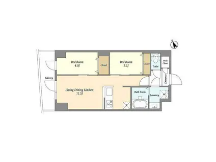 アルファコート曳舟2(2LDK/5階)の間取り写真