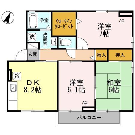 IホームTOWN 参番館(3DK/2階)の間取り写真