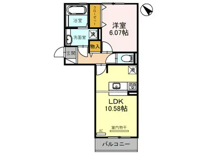 フラン小柿(1LDK/3階)の間取り写真