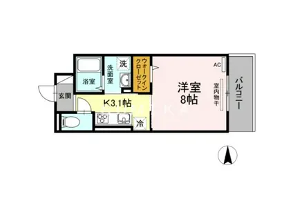 リッツレジデンスB棟(1K/3階)の間取り写真