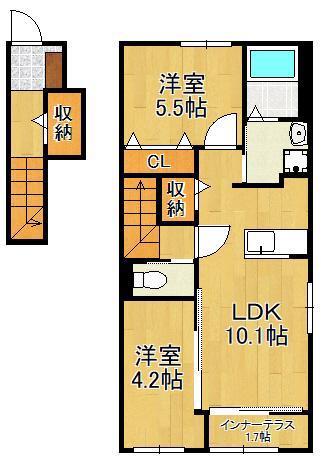 SPAZIO FUKUOKA(2LDK/2階)の間取り写真