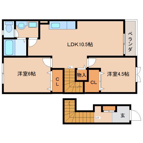 ヴェルドミールI(2LDK/2階)の間取り写真