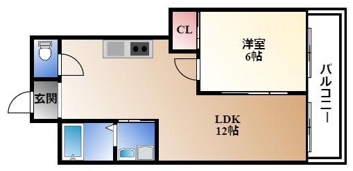 山八第一ビル(1LDK/4階)の間取り写真