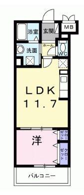 ソレアード志茂(1LDK/4階)の間取り写真