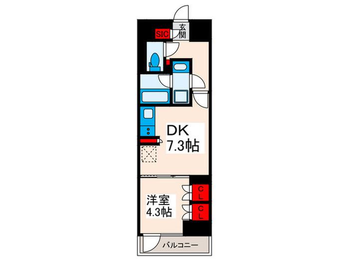 スプランディッド西日暮里(1DK/3階)の間取り写真
