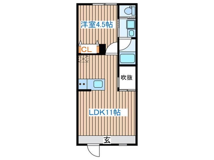 LAND新田東(1LDK/2階)の間取り写真
