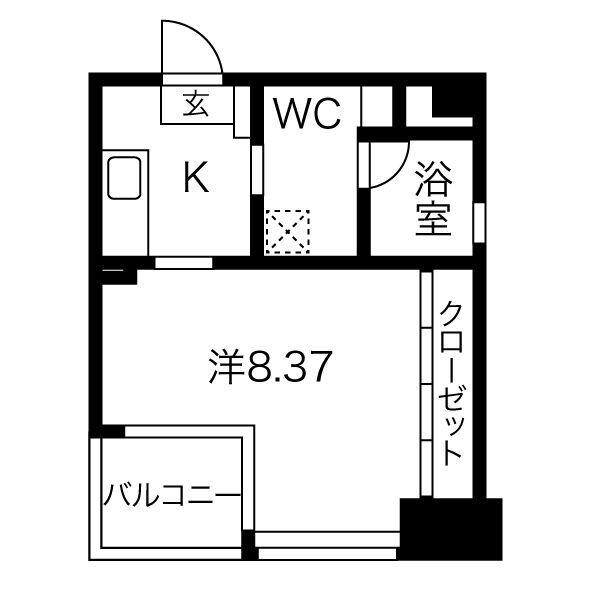 GRAN DUKE 代官町(1K/3階)の間取り写真