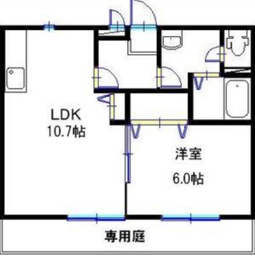 プランドール(1LDK/1階)の間取り写真