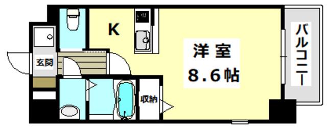 ロイス南茨木(ワンルーム/1階)の間取り写真