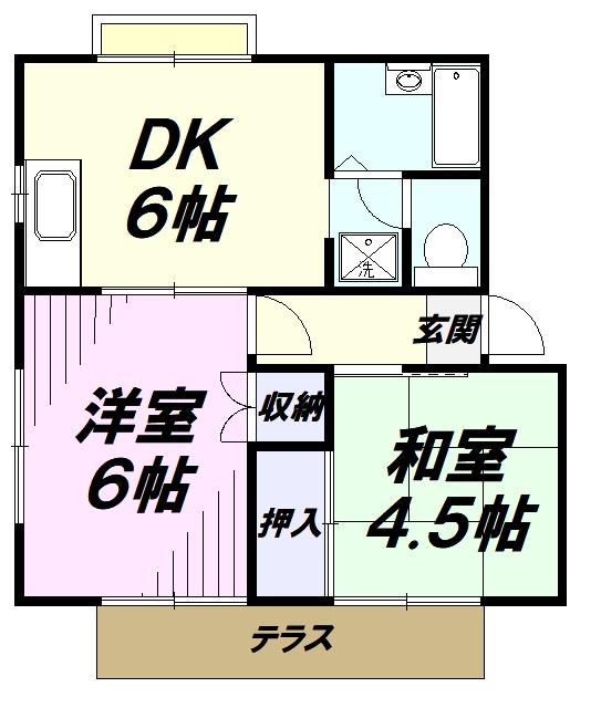ブルーシャトレ(2DK/1階)の間取り写真