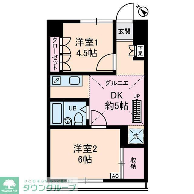 メゾンイーストワイド(2DK/1階)の間取り写真
