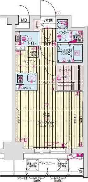 プレサンス栄ブリオ(1K/3階)の間取り写真