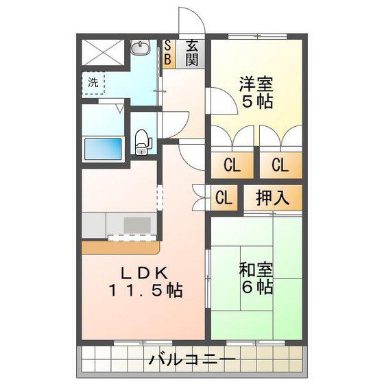 グレイスコンフォース(2LDK/2階)の間取り写真