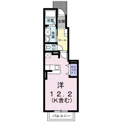 アンジェリーク ベルB(ワンルーム/1階)の間取り写真