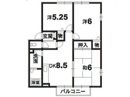 ファミール K2(3DK/2階)の間取り写真