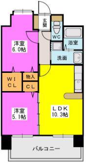 ステラSTII(2LDK/3階)の間取り写真