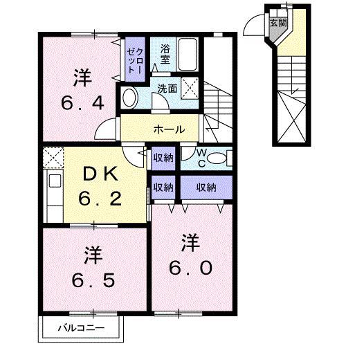 ビルゴ A(3DK/2階)の間取り写真