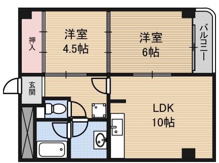 メゾンドくれえる(2LDK/2階)の間取り写真