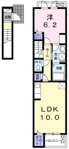 カントリー サイド(1LDK/2階)の間取り写真