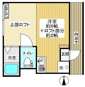 クプログ(ワンルーム/2階)の間取り写真