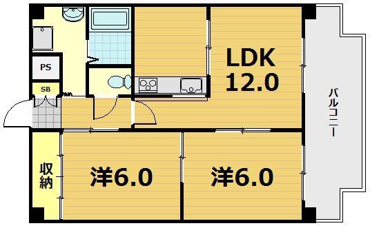 メゾンエイコー瀬田(2LDK/3階)の間取り写真